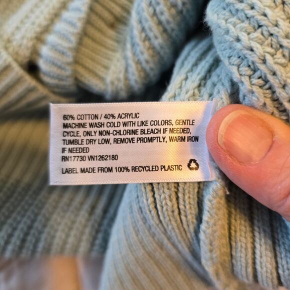 A New Day Cardigan Sweater Women's M Turquoise Ribbed V Neck Preppy Casual Gorp - Picture 5 of 6